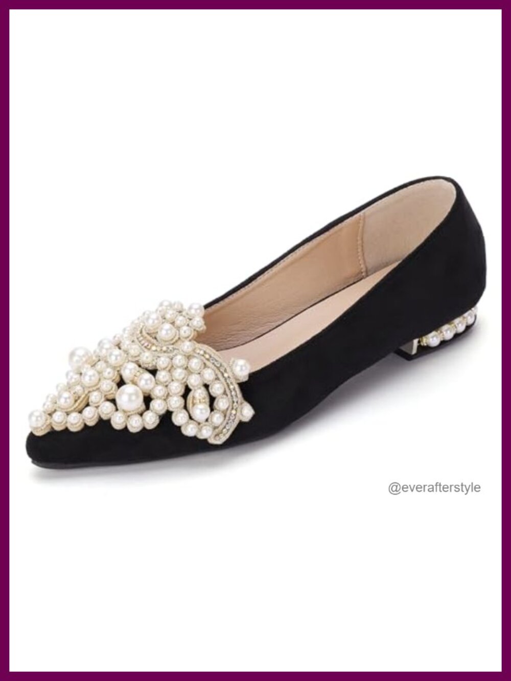 Women's Comfort Slip On Ballet Flats Pointed Toe Rhinestone Dress Shoes